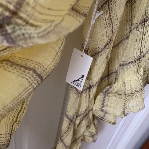 LISA MARIE FERNANDEZ Gathered Checked Linen-Blend Gauze Dress 2 - Picture 8 of 14